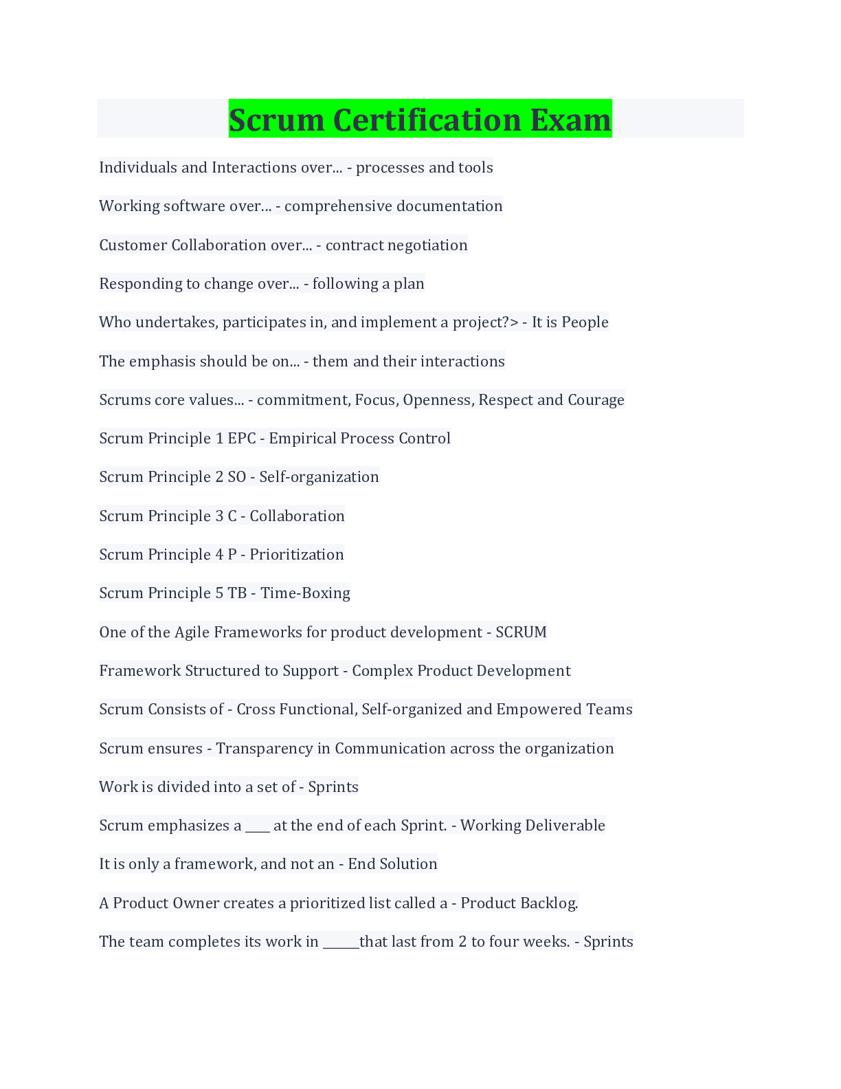 Preview image of Scrum Certification Exam Questions And Answers document